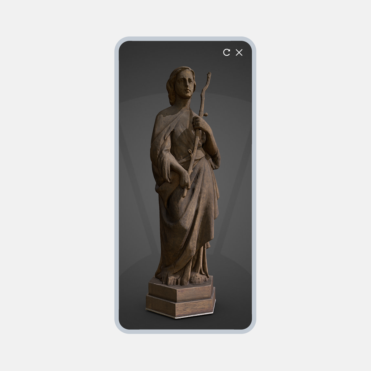 Small screen view from the collections showing a 3D statue