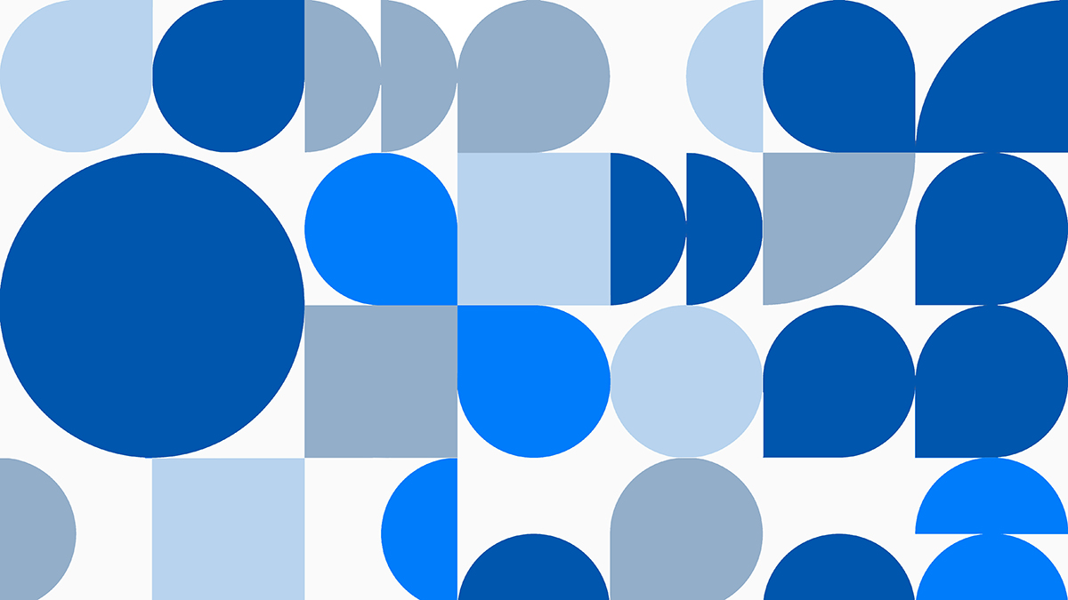 Coloured shapes in a random pattern