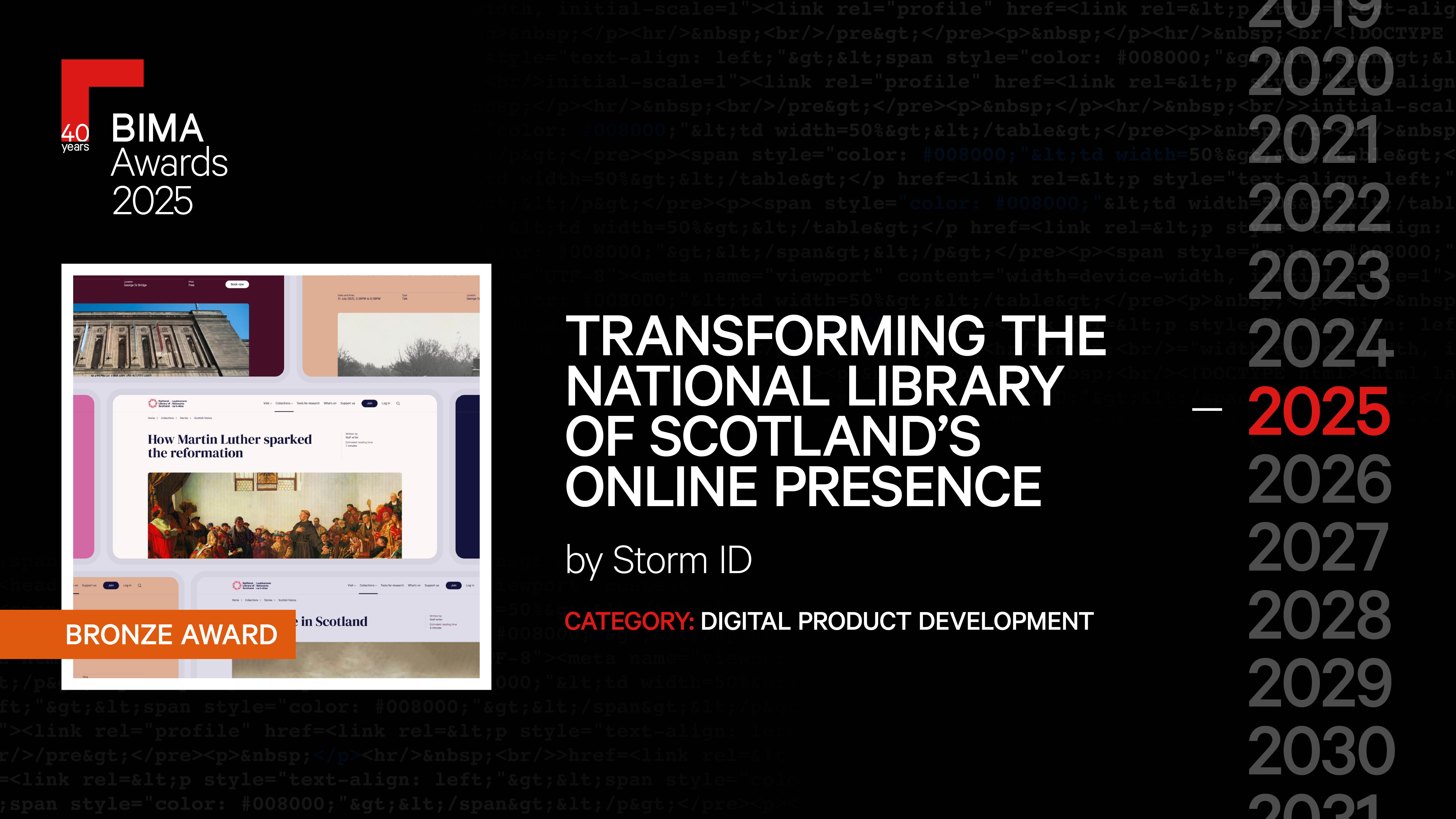 Transforming the National Library of Scotland's online presence - by Storm ID. Category: Digital Product Development