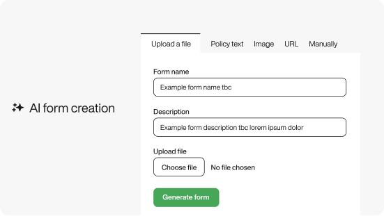 Illustration of the service utilising AI to create a web form from an uploaded file