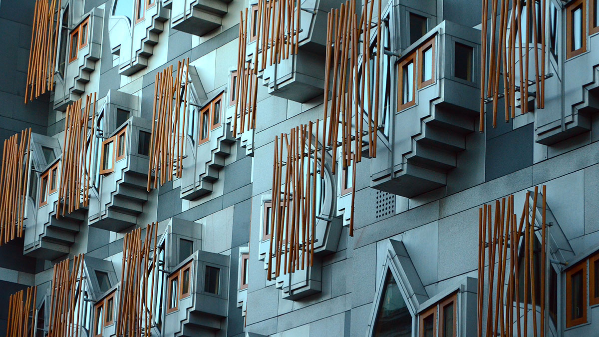 Exterior detail of Holyrood parliament building