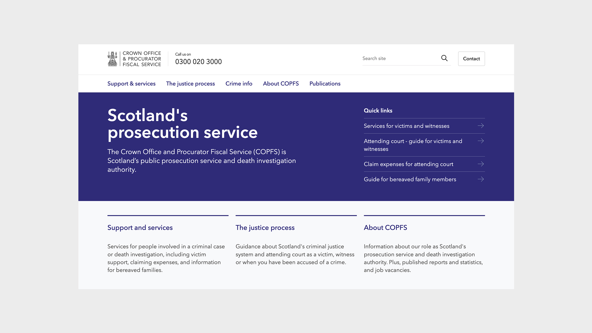 Crown Office and Procurator Fiscal Service website homepage