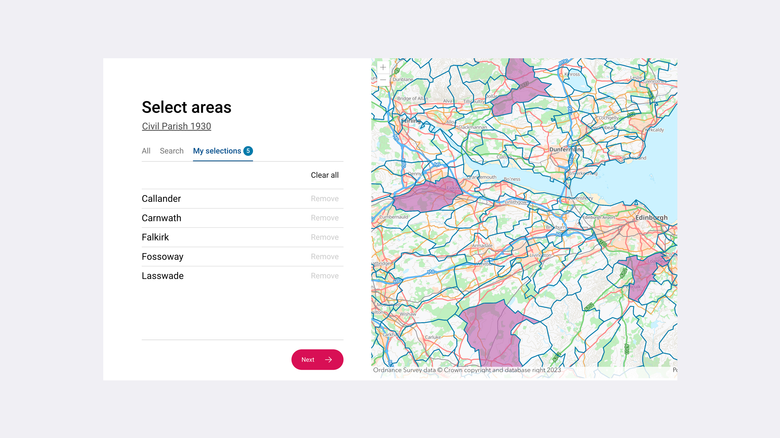 Map search tool on Scotland's Census website