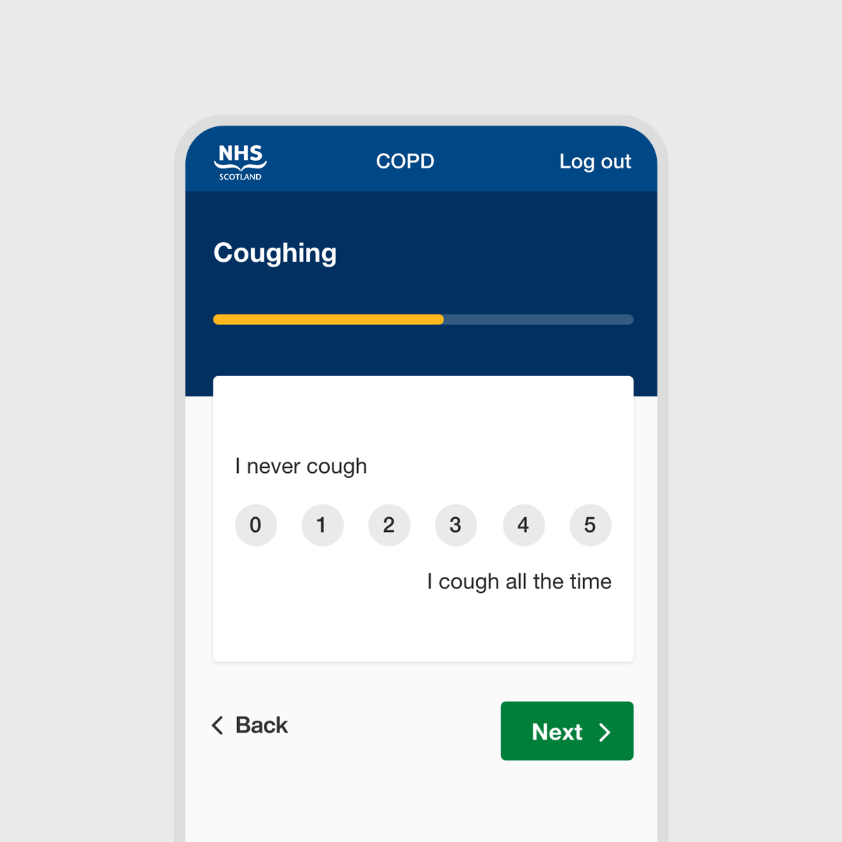 Mobile app for patients to answer questions on their condition