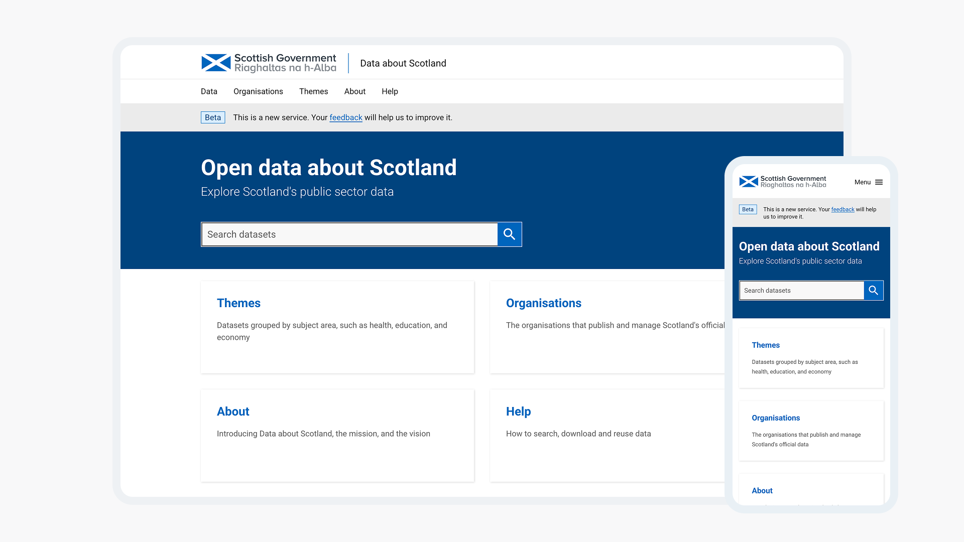 Data about Scotland homepage on desktop and mobile