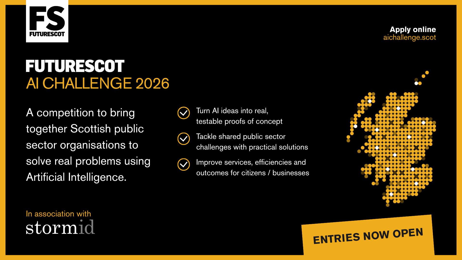 A competition to bring together Scottish public sector organisations to solve real problems using Artificial Intelligence.