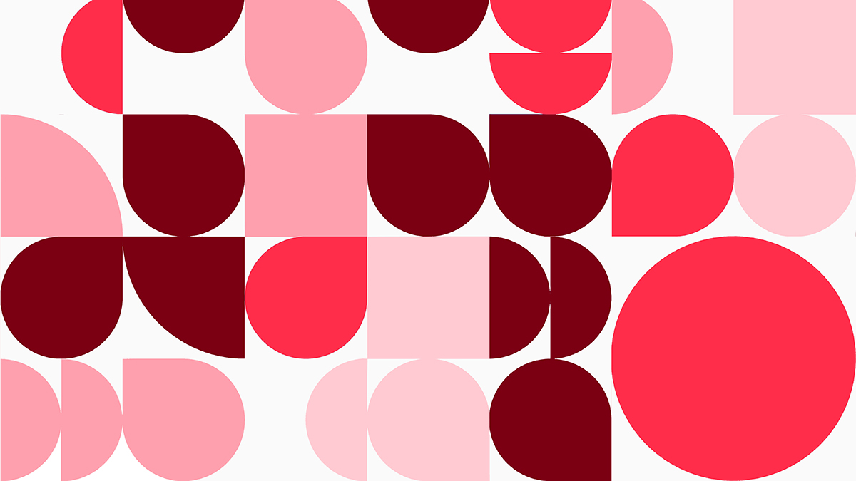 Coloured shapes in a random pattern